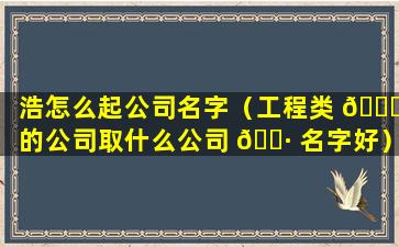 浩怎么起公司名字（工程类 🍁 的公司取什么公司 🕷 名字好）